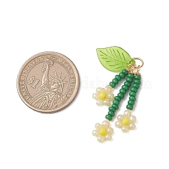Glass Seed Beaded Flower Pendants&nbsp;PALLOY-MZ01194-03