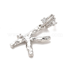 Rack Plating Brass Micro Pave Cubic Zirconia European Dangle Charms&nbsp;KK-L210-015P-K