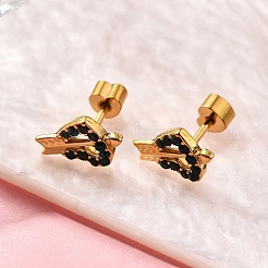 Ion Plating(IP) 304 Stainless Steel Heart Stud Earring&nbsp;EJEW-A118-18G-01