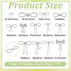 13Pcs 13 Styles Bowknot Alloy Rhinestone Brooches for Backpack Clothes&nbsp;JEWB-GA0001-36