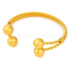 Round Balls Brass Cuff Bangles for Women&nbsp;BJEW-F477-03G