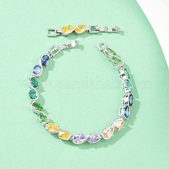 Platinum Tone Brass Micro Pave Cubic Zirconia Tennis Bracelets&nbsp;BJEW-B160-04P-01