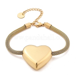 304 Stainless Steel Heart Links Bracelets&nbsp;BJEW-C089-12G