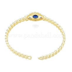 Cubic Zirconia Horse Eye Open Cuff Bangle&nbsp;BJEW-G651-04G-02