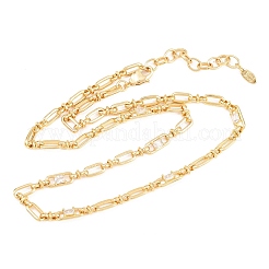 5MM Brass Pave Cubic Zirconia Oval Link Chain Necklaces&nbsp;NJEW-D324-01G-01