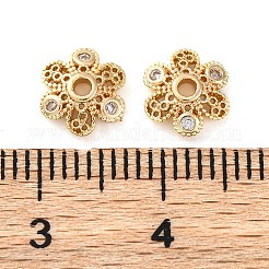 Brass Micro Pave Clear Cubic Zirconia Bead Caps&nbsp;KK-Z089-03G