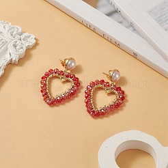 Wrapped Glass Beaded Dangle Stud Earrings&nbsp;EJEW-TA00205