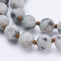 Natural Sesame Jasper/Kiwi Jasper Beaded Necklaces&nbsp;NJEW-P202-36-B15