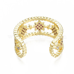 Cubic Zirconia Star Open Cuff Ring&nbsp;RJEW-N037-006D