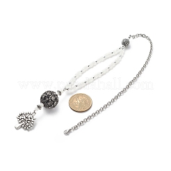 Natural White Moonstone & Alloy Rhinestone Round Beaded Pendant Decorations&nbsp;HJEW-JM00806