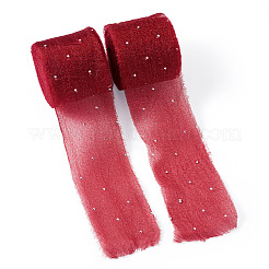 2Rolls Polyester Hot-fix Rhinestone Raw Edges Ribbon&nbsp;OCOR-TA0003-95J