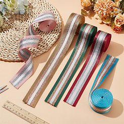 10 Yards 5 Colors Filigree Polyester Striped Ribbon&nbsp;OCOR-WR0001-22
