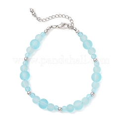 3Pcs 3 Colors Frosted Transparent Glass Beaded Bracelets for Women&nbsp;BJEW-JB12136