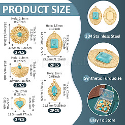 10Pcs 5 Styles Bohemian Style 304 Stainless Steel with Synthetic Turquoise Pendants&nbsp;STAS-TA0006-21