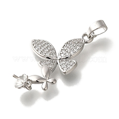 Rack Plating Brass Micro Pave Clear Cubic Zirconia Pendant&nbsp;KK-H485-34P