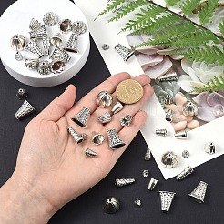 50Pcs 10 Style Tibetan Style Alloy Multi-Petal Bead Caps&nbsp;TIBE-YW0001-77