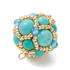 Synthetic Turquoise and Glass Seed Beaded Cluster Pendants&nbsp;PALLOY-MZ01334-01