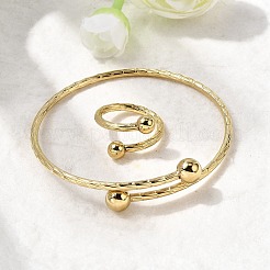 201 Stainless Steel Cuff Bangles & Cuff Rings Sets&nbsp;SJEW-Z004-01G-02