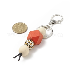 Dyed Natural Wood Beaded Pendant Keychain&nbsp;KEYC-JKC00440