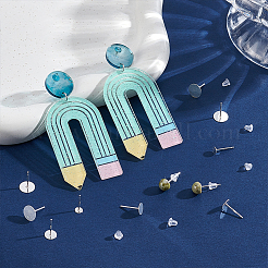 925 Sterling Silver Flat Pad Stud Earring Findings&nbsp;STER-UN0001-43