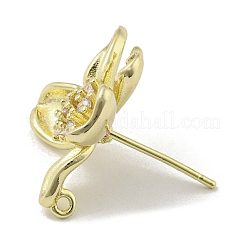 Brass Cubic Zirconia Stur Earring Findings&nbsp;LS-KK-R154-10G