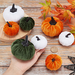 9Pcs 6 Styles Flannel Simulation Plastic Foam Artificial Pumpkin Thanksgiving Party Decorations&nbsp;AJEW-CA0001-92