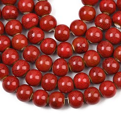 Handmade Fancy Antique Glazed Porcelain Ceramic Round Beads Strands&nbsp;PORC-L019-13mm-08