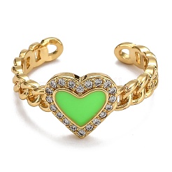 Brass Micro Pave Clear Cubic Zirconia Cuff Rings&nbsp;RJEW-B0007-01G