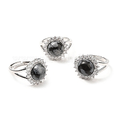 Natural & Synthetic Gemstone Adjustable Rings&nbsp;RJEW-P043-02P
