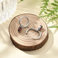 304 Stainless Steel Micro Pave Cubic Zirconia Hoop Earrings&nbsp;STAS-R004-07P-01