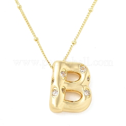Brass Micro Pave Clear Cubic Zirconia Pendant Necklaces&nbsp;NJEW-Z038-01G-B