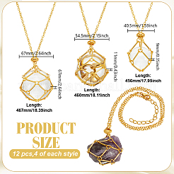 12Pcs 3 Styles Iron Empty Macrame Pouch Pendant Cable Chain Slider Necklace Making&nbsp;NJEW-GO0001-26