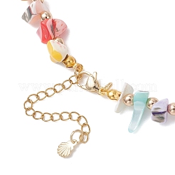 Dyed Nuggets Natural Trochid Shell & Round Electroplate Synthetic Non-magnetic Hematite Beaded Necklaces for Women&nbsp;NJEW-JN05801-03