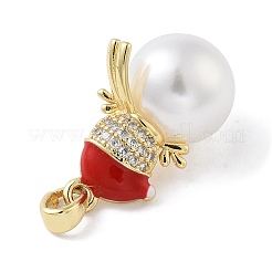 Christmas Theme Brass Micro Pave Cubic Zirconia Pendants&nbsp;KK-F877-30G-01