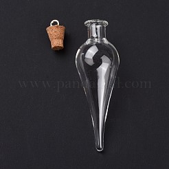 Teardrop Glass Cork Bottle Big Pendants&nbsp;AJEW-A041-01C