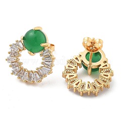 Brass Micro Pave Clear Cubic Zirconia Stud Earrings&nbsp;EJEW-G415-02D-G