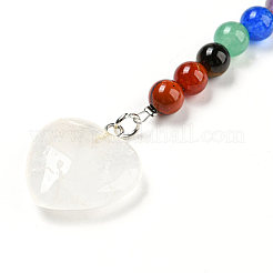 Natural Quartz Crystal Heart Pendant Keychain&nbsp;G-Z033-05P-01
