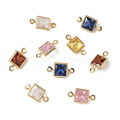 SHEGRACE Brass Pave Cubic Zirconia Square Connector Charms&nbsp;XGRQ2O980-440G