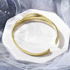 Ion Plating(IP) 304 Stainless Steel Polymer Clay Rhinestone Hinged Bangles for Women&nbsp;LS-BJEW-A011-16G
