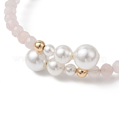 Natural Rose Quartz Beaded Cuff Bangles&nbsp;BJEW-JB13326-03