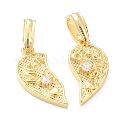 Mother's Day Brass Cubic Zirconia Hanger Pendants&nbsp;KK-E790-04G