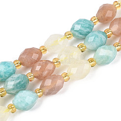 Natural Lemon Quartz & Flower Amazonite & Sunstone Beads Strands&nbsp;G-N358-04A-08