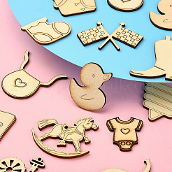 50Pcs Unfinished Wood Slices Art Pendants Chips&nbsp;WOOD-CJ0001-52