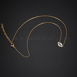 Cubic Zirconia Evil Eye Pendant Necklace with Stainless Steel Chains&nbsp;QE8038-1