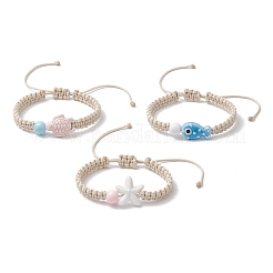 3Pcs Adjustable Handmade Porcelain Beads Braided Bead Bracelets for Children&nbsp;BJEW-JB11969
