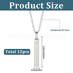 12 Sets 201 Stainless Steel Rectangle Pendant Necklaces&nbsp;NJEW-SC0001-59