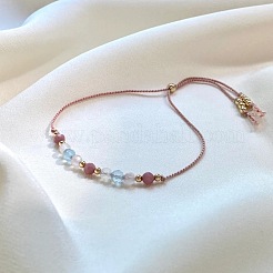 Natural Gemstone & Brass Beads Slider Bracelets&nbsp;IH0971