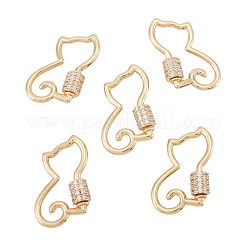 5Pcs Brass Micro Pave Clear Cubic Zirconia Screw Carabiner Lock Charms&nbsp;KK-TA0003-18