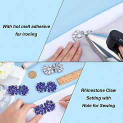 6Pcs Flower Glass Rhinestone Cabochons&nbsp;DIY-FG0010-18C
