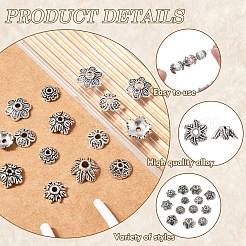 400Pcs 7 Style Tibetan Style Alloy Bead Caps&nbsp;TIBE-YW0001-80